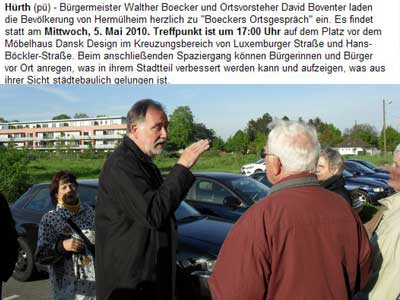 Es wurde eine lange und positive Ortsbegehung dieses Jahr. Etwa 30 Bürger waren gekommen, um Anliegen, Kommentare, Kritik und auch Lob zu äußern.